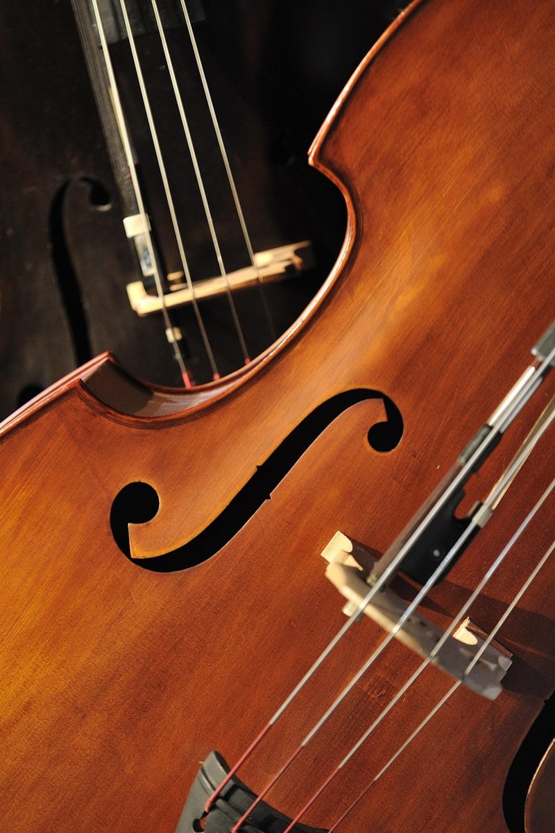 Korpus und f-Loch eines Cellos in warmem Licht